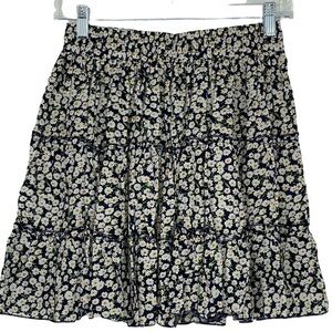 NWT Yibock black & white floral print full mini skirt, M